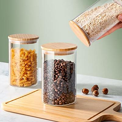 ComSaf Glass Spice Jars with Bamboo Lids, Clear Containers, 4 oz, Set of 12  