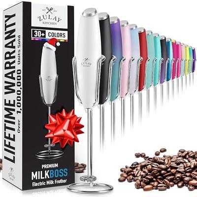 PowerLix Handheld Electric Milk Frother with Stainless Steel Stand, Battery  Operated Electric Whisk Foam Maker for Coffee, Latte, Cappuccino, Hot  Chocolate and Frothy Delights - Black 