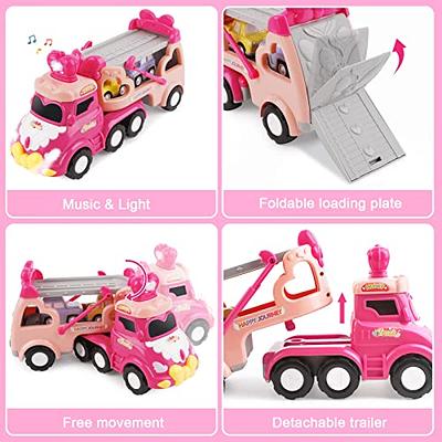 Toys For 1 2 3 Year Old Girl, 7 In 1 Toddler Girl Toys With Cute Crown, 1 2  3 Year Old Girl Gifts With Light & Music, Car Carrier Truck