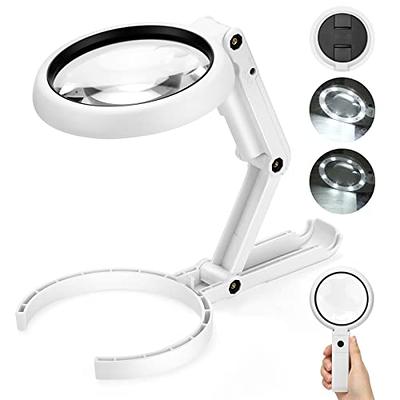 22X 10X Magnifying Glass with Light and Stand, 3.35INCH Large
