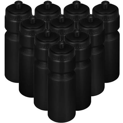 50 Strong Sports Squeeze Water Bottle 2 Pack - 22 oz. BPA Free Easy Open Push/Pull Cap - Fits in Most Bike Cages, Black