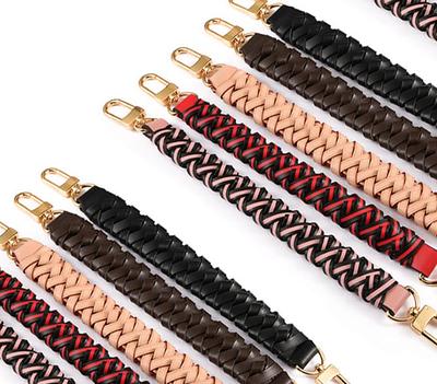 31cm 24K Gold Plating Genuine Leather Braided Purse Strap