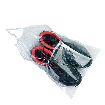 12 Pack Portable Shoe Bags for Travel Large Shoes Pouch Storage Organizer  Clear Window with Drawstring for Men and Women Black