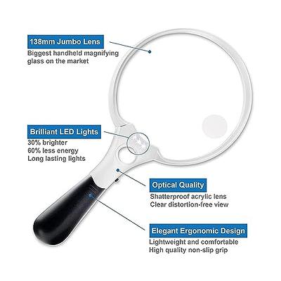 Magnifying Glass 30X Jumbo Handheld w/12 Bright LED Light