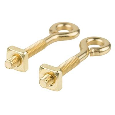 Fancy Brass Eye Bolts with Nuts | Pack of 2 | Screw Eye Hook | Antique  Eyelet Screw for Bail Pulls & Some Other Furniture | FB2-B