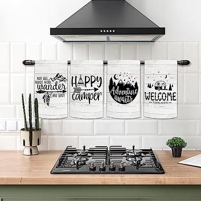 Happy Camper Dish Towel - White Or Gray