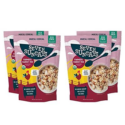 Seven Sundays Early Riser Dark Chocolate Muesli Cereal - 12 Oz Pouch -  Certified Gluten Free Muesli - Non GMO, No Refined Sugar and Kosher