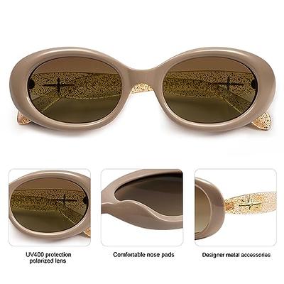 SOJOS Small Retro Oval Polarized Sunglasses for Women Men 90s