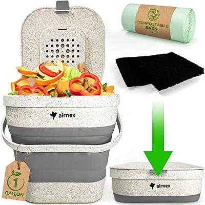 Lucky Family Green Countertop Compost Bin with Lid - 1.6 Gal