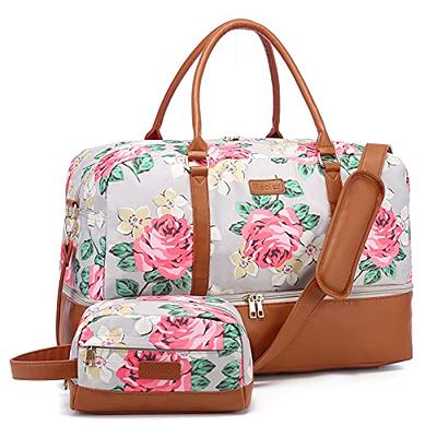 Sucipi Weekender Bags for Women Canvas Travel Duffle Bag with Shoe  Compartment Overnight Bag Carry on Gym Duffel with Toiletry Bag for  Traveling