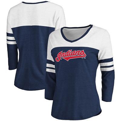 Women's Fanatics Branded Heathered Navy/White Cleveland Indians Official  Wordmark 3/4 Sleeve V-Neck Tri-Blend T-Shirt - Yahoo Shopping