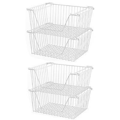 4 Packs Wire Storage Baskets, Premium Large Metal Wire Storage Bin Pantry  Organization and Storage Freezer Organizer for Home Office Kitchen Pantry