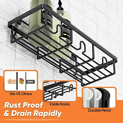 Shower Caddy, Shower Shelf for Inside Shower with 8 hooks, 4 Pack Adhesive  Shower Organizer with Soap Holder and Toothbrush Holder,SUS 304 Rustproof