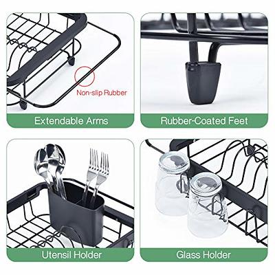 TOOLF Expandable Dish Drying Rack Over the Sink Adjustable Dish