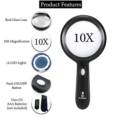 60X Handheld Magnifying Glass Double Optical Glass Lens Magnifier  Rechargeable LED Light for Reading Coins Jewelry Inspection