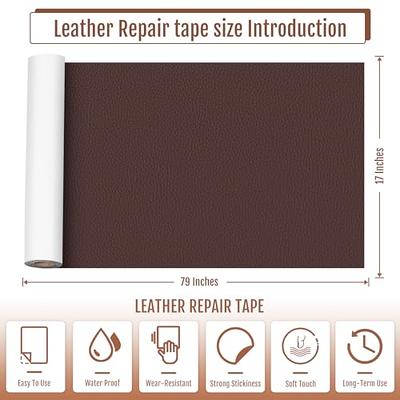 Leather Repair Patch 17X79 inch Large Self-Adhesive Leather Repair Tape,  Reupholster Leather Patches for Furniture Couch Chairs Car Seat (Dark  Brown