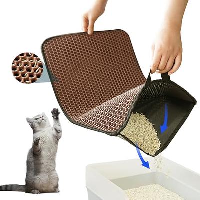 Waretary Cat Litter Mat 36x 30, Kitty Pretty Litter Box Trapping Mat,  Extra Large XL Honeycomb Double Scatter Control Layer Mat, Urine &  Waterproof