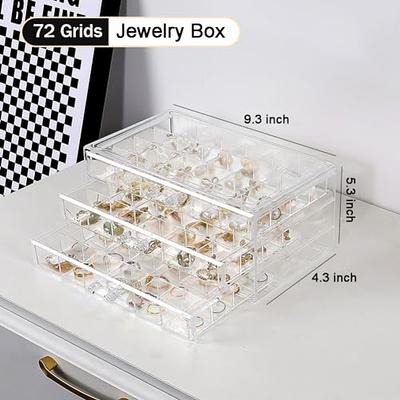 FEECKOCK Earring Organizer Box, 72 Grids Acrylic Jewelry Storage Case for  Women, Clear Plastic Display Tray 3 Drawers Earrings Holder for Ring,  Necklace, Bead, Nail Tip, Crystal - Yahoo Shopping