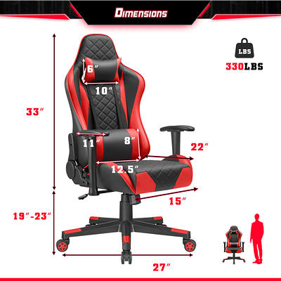 Gamer Gear Gaming Office Chair with Extendable Leg Rest, Black Fabric  Upholstery