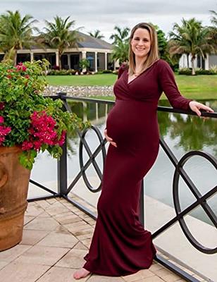 Tan/Burgundy Organza Flowers Maternity Dress for Photo Shoot Baby