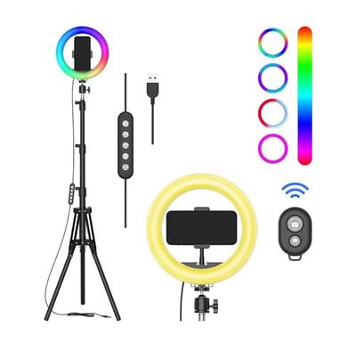 10' RGB Ring Light with 63' Tripod Stand, Dimmable USB LED Ring Light for  Selfie, Makeup, Live Streaming, , TikTok, Photography