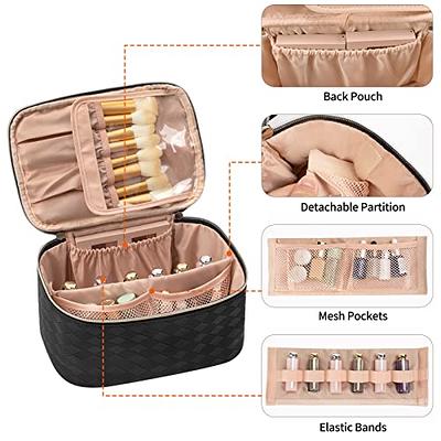 OCHEAL Makeup Bag, Portable Cosmetic Bag, Large Capacity Travel Makeup Case  Organizer, Black For Women Toiletry Bag for Girls Traveling With Handle