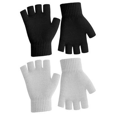 3 Pairs Fingerless Fleece Gloves with Thumb Hole Winter Warm Cozy Half  Finger Typing Mittens for Men and Women