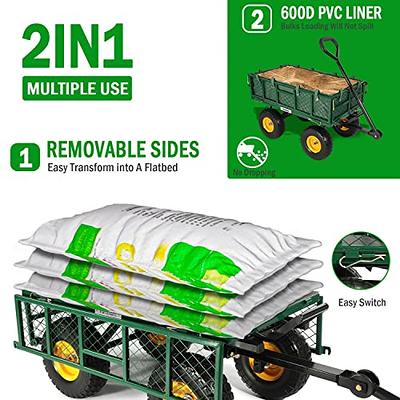 Sunnydaze Decor Heavy-Duty Steel Dump Utility Garden Cart Green