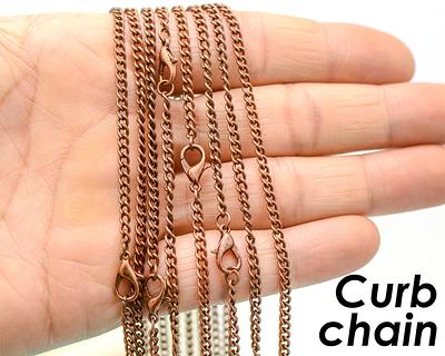 24 Inch Stainless Steel Rhodium Plated Curb Necklace Chain