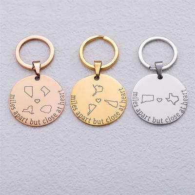 Long Distance Relationship Gift Personalized Keychain, Customized