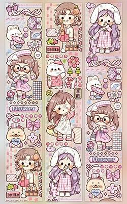 7 Rolls Kawaii Washi Tape Organizer Girls Teens Cute Cartoon