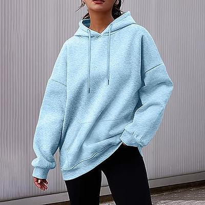 Women's Blue Oversized Fit Sweat Hoodie - Size L