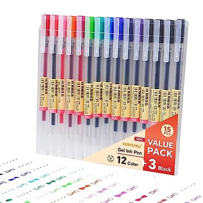 HANKU Gel Ink Ball Point Pens 0.5mm Fine Point Colored Gel Pen Set