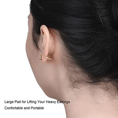 Earring Backs for Droopy Ears, JIACHARMED Dics Flat Earring Backs for Studs  Heavy Earrings White Gold Plated Large Locking Earring Backings