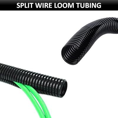 Electriduct Split Wire Loom Tubing Polyethylene Corrugated Flexible Conduit  - 1 Nominal Size - 50 Feet - Black