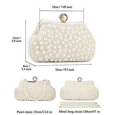 UBORSE Pearl Beaded Clutch Evening Bags for Women Formal Bridal