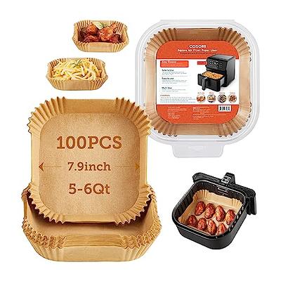 COSORI Air Fryer Liners, 100 PCS Square Disposable Paper Liners, Non-Stick  Silicone Oil Coating, Little to No Cleaning, 7.9 Unbleached Food Grade,  Resistant to 465°F, Thickened Not Easy to Break - Yahoo