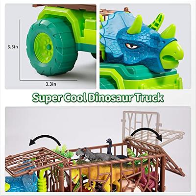 TEMI Dinosaur Truck Toy for Kids 3-5 Years, Triceratops Transport