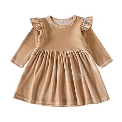 Toddler Baby Girls Velvet Tutu Dress Ruffle Long Sleeve Princess Pageant  Christmas Party Wedding Dresses Fall Winter Clothes Infant Kids Birthday  Holiday Playwear Dresses Outfit Khaki 9-12 Months - Yahoo Shopping