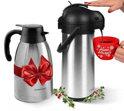 64 Oz (1.9 Liter) Airpot Coffee Dispenser with Easy Push Button | BPA-Free  Stainless Steel Carafe | Double-Wall Vacuum Insulated Thermos | Effectively