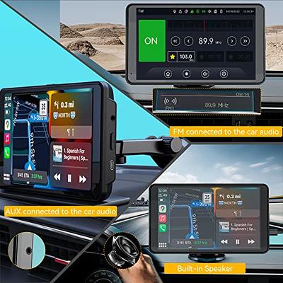 Spedal Portable Wired Car Stereo with Apple Carplay & Android Auto, 1080P  Dash Cam with 7 Inch HD IPS Touchscreen, Voice Control, FM Transmitter,  AUX/USB/32G TF Card, Supports Most Car Models 