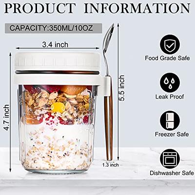 10oz Glass Jars With Lids And Spoons, Airtight Containers For Overnight  Oats, Cereal, Milk And Yogurt, Large Capacity