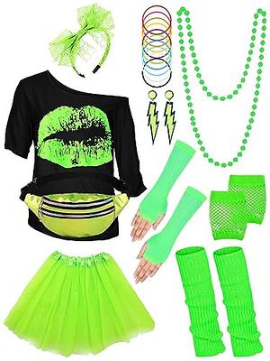 WILDPARTY 80s Outfit for Women Costume Accessories Set T-shirt