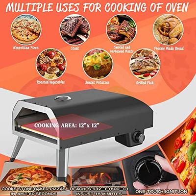 Deco Chef Portable Outdoor Pizza Oven with 2-in-1 Pizza & Grill Oven Functionality, Black