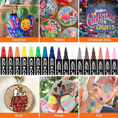  Shuttle Art 60 Colors Dual Tip Acrylic Paint Markers, Brush Tip  and Fine Tip Acrylic Paint Pens for Rock Painting, Ceramic, Wood, Canvas,  Plastic, Glass, Stone, Calligraphy, Card Making, DIY Crafts 
