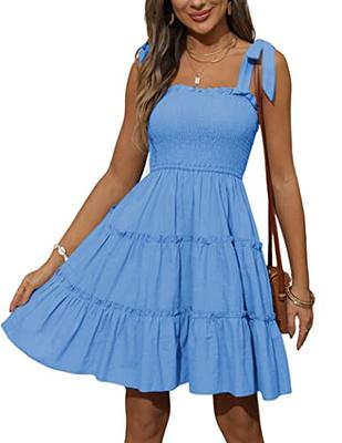 Women Light Blue Dress, Sky Blue Mini Dress, Women's Summer Dress