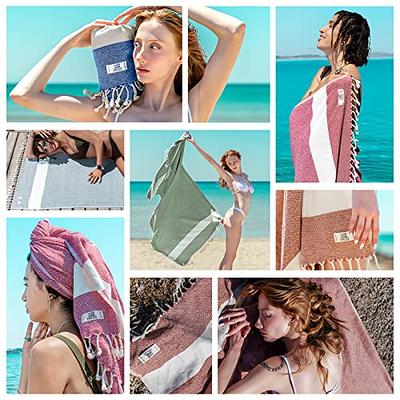 Belizzi Home Peshtemal Turkish Towel 100% Cotton Chevron Beach Towels Oversized 36x71 Set of 2, Beach Towels for Adults, Soft Durable Absorbent