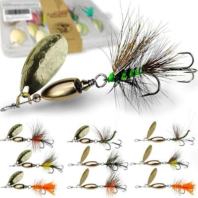 LENPABY 5PCS feather fishing hooks,Rooster Tail, Fishing Spinner