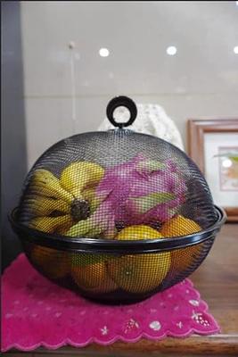 Fruit Basket With Lid - Decorative Fruit Bowl Metal Wire Basket Covered  Fruit Bowl Strainer For Fruits Vegetables Fruit Display Stand Keeps Flies  Out