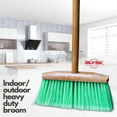 Push Broom with Long Handle, Floor Brush 47.6 inch Soft Bristle Broom 12.2  Wide for Cleaning Bathroom Kitchen Patio Garage Deck Tile Floor